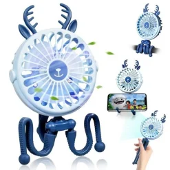 Tonerkingdom [2022 Neu] Mini USB-Ventilator, Mini Tragbarer Elektrischer Ventilator Octopus Stand Einstellbarer Handventilator Mit Usb Aufladung, Mit Nachtlicht
