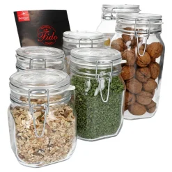 MamboCat 6-tlg. Set Drahtbügelglas Fido 0,75L + 1,0L + 1,5L Einmachglas Mit Bügelverschluss Vorratsglas