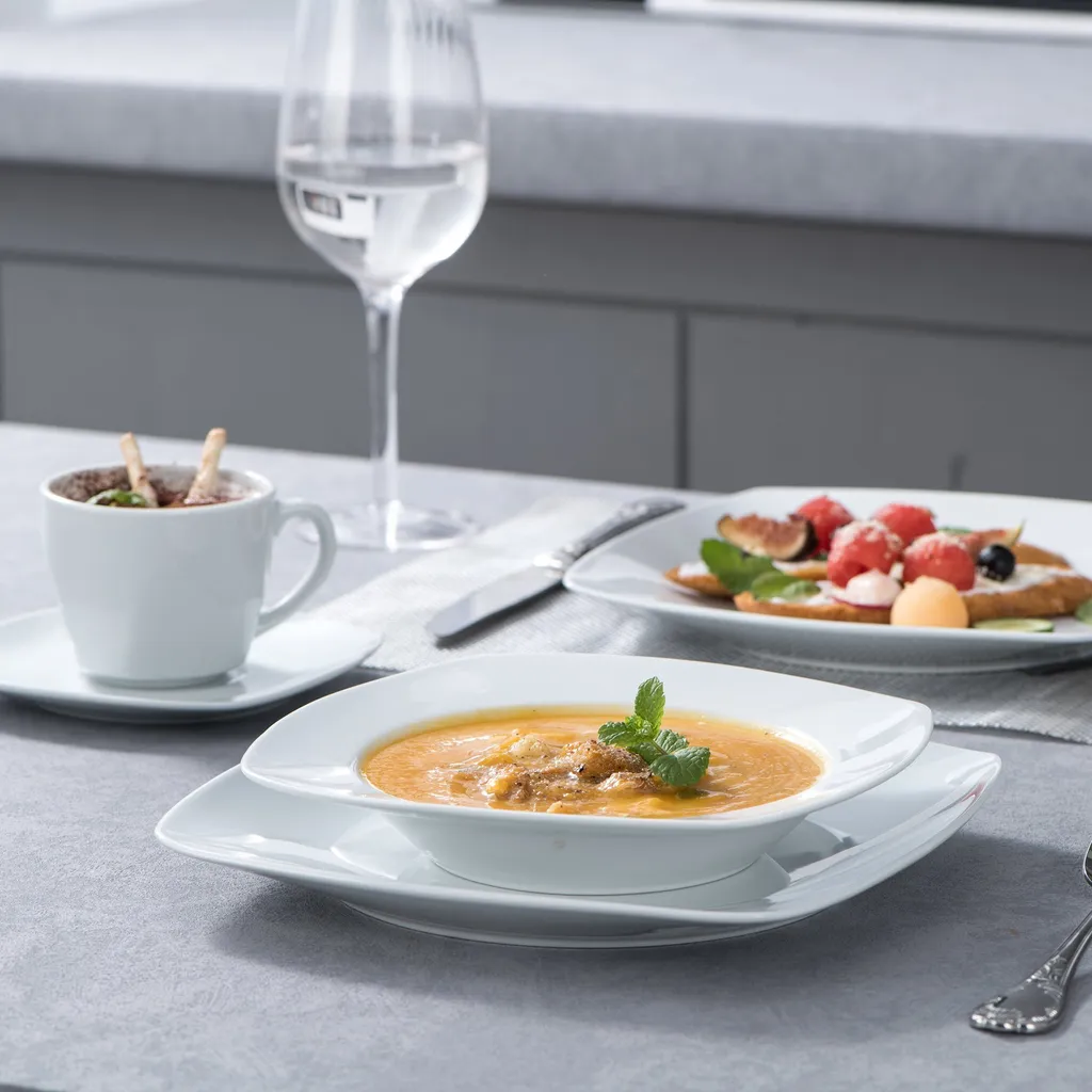 Malacasa Serie Julia, Tafelservice 60-teilig Kombiservice Porzellan Geschirrset Mit Kaffeetassen, Unterteller, Kuchenteller, Suppenteller Und Flachteller, Kaffeeservice Für 12 Personen – Bild 5