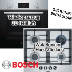 HERDSET Bosch Backofen 2-fach Teleskopauszug Mit Gaskochfeld - Autark, 60 Cm NEU