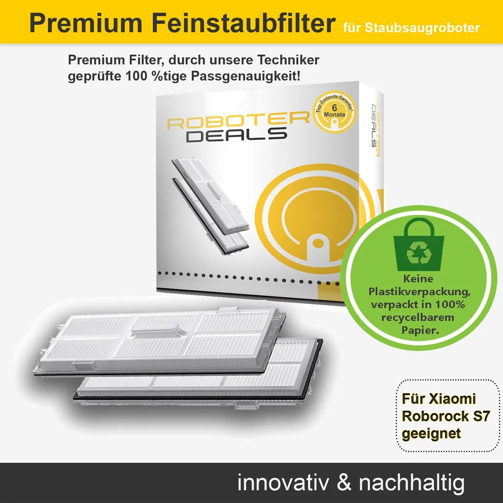 Roboter-Deals Zubehör Set (Ersatzteile) Für Roborock S7 (2x Filter, 2x Pad, 2x Seitenbürste 5arm Schwarz, 1x Hauptbürste) – Bild 12