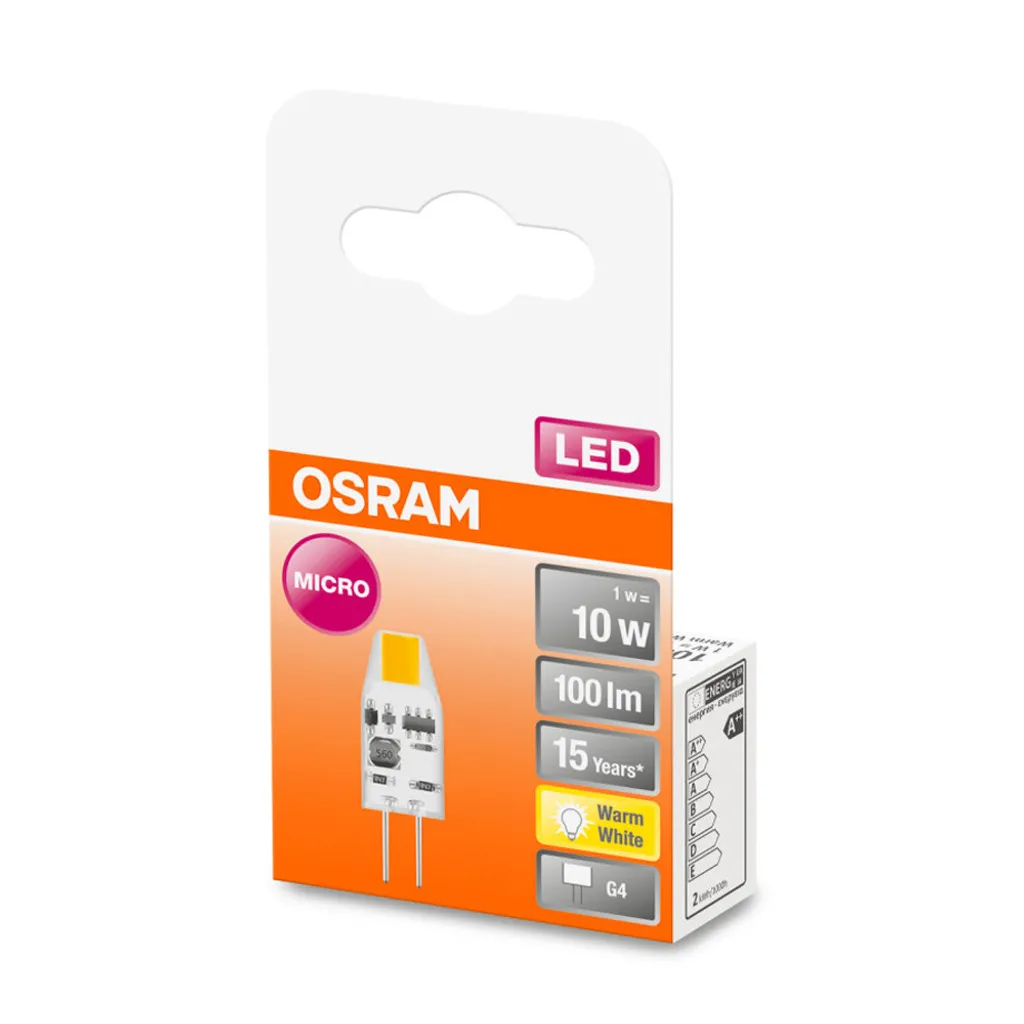 Osram LED Stiftsockelleuchte Micro 12V G4 1W Warmweiß, Klar – Bild 3