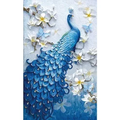 Jefety Blau Peacock Diamant Painting DIY 5D Diamant Malerei Diamond Painting Kits Für Zuhause Wanddekoration 30 X 45 Cm