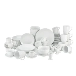 Creatable Porzellanhaus CreaTable 22700 Kombiservice Luna Für 8 Personen, Porzellan, Weiß (1 Set, 80-teilig)