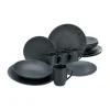 Creatable Porzellanhaus CreaTable, 20539, Serie Schiefer Black , Geschirrset, Kombiservice 16 Teilig