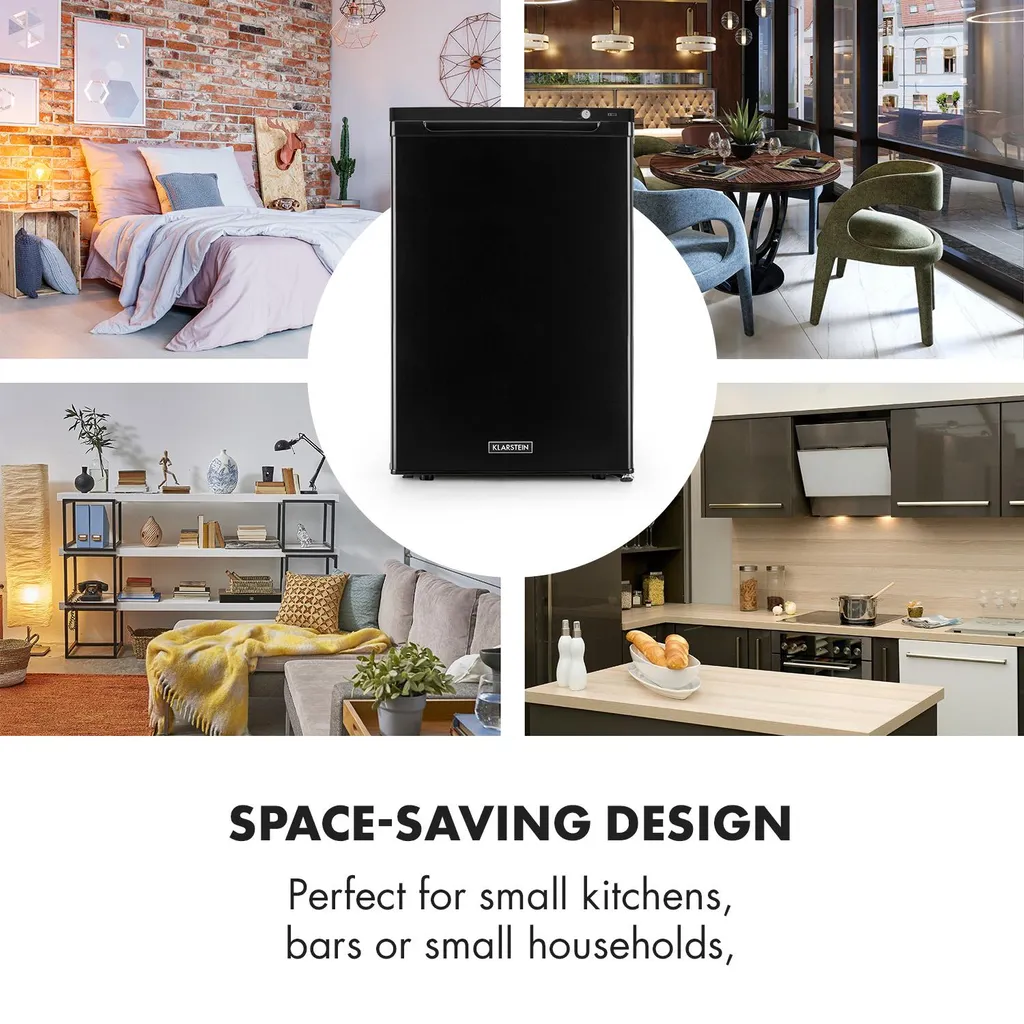 Klarstein Garfield XXL Gefrierschrank , 81 Liter Gesamtvolumen , 3 Durchsichtige Boxen , Thermostat Mit 3 Stufen , Höhenausgleichende Füße , 41 DB , Schwarz – Bild 4