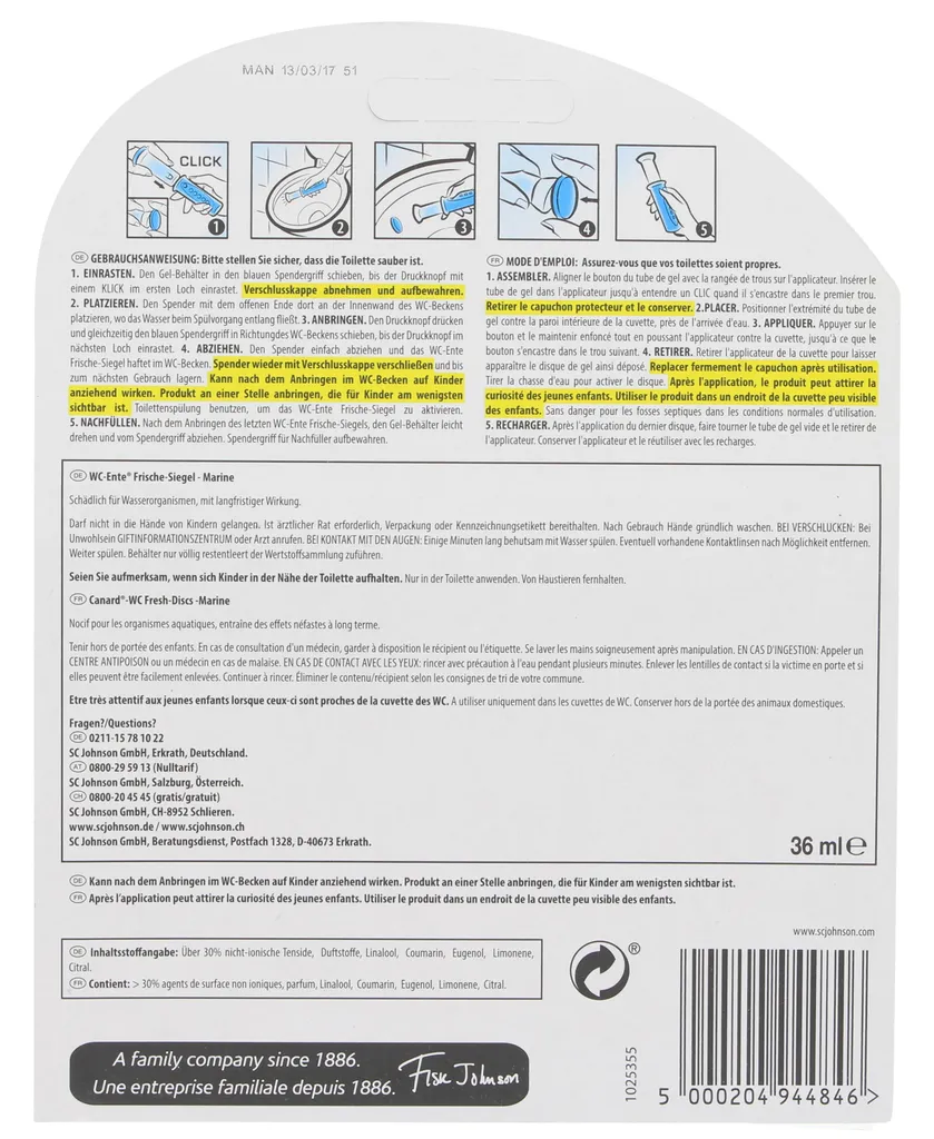 SC Johnson WC Ente Frische Siegel 5in1 Original Marine Verhindert Kalk 36ml – Bild 5
