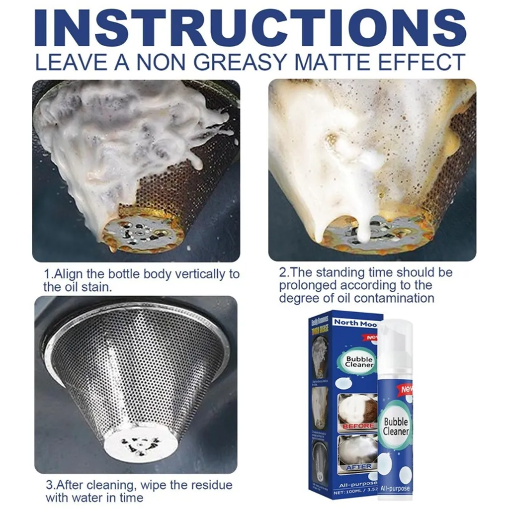 Stretoey 2 Stk 100ml Schäumender Schwerölfleckenreiniger Reiniger, Leistungsstarker Fleckenentferner, Schaumreiniger, Hartnäckig Fett & Schmutz Entfernen Blasenspray, Allzweckreiniger – Bild 4