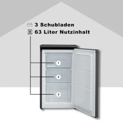 Telefunken CF-34-101-B Gefrierschrank Schwarz / 82,1 Cm 160 KWh / 63 L Nutzinhalt / Türanschlag Wechselbar / Höhenverstellbare Füße