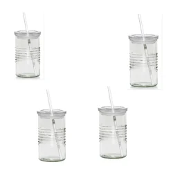 James Premium® 6 Stück Trinkgläser Mit Strohhalm Wiederverwendbar Glas Gläser