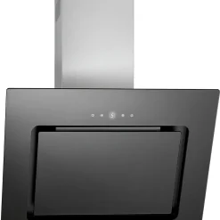 Bomann DU 771.1 G Kopffreie Vertikal-Dunstabzugshaube / 60 Cm/ LED Display/Touch Control/Umluft-oder Abluftbetrieb / 3 Leistungsstufen / 603 M³/h / Schwarz/Edelstahl