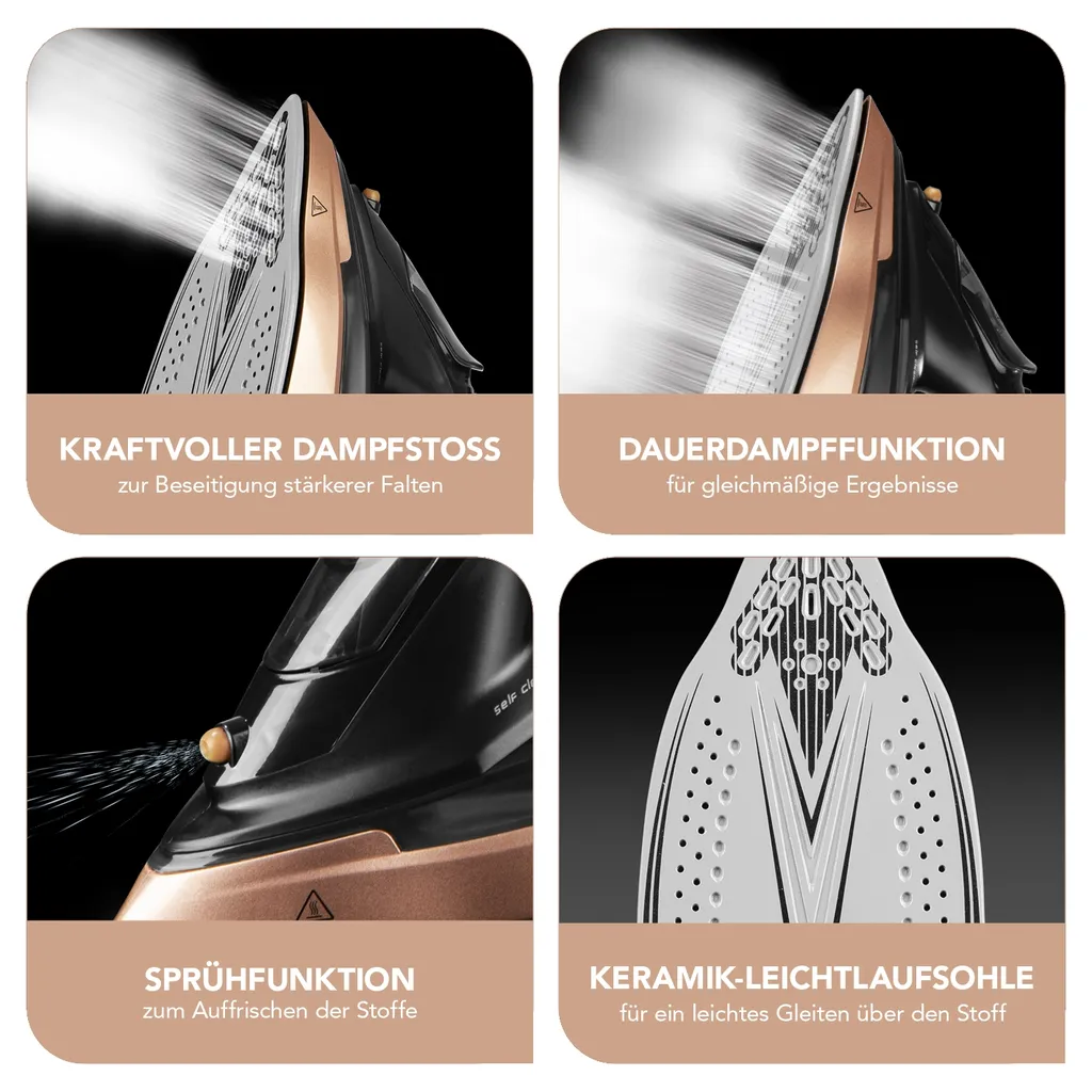 Maxxworld MAXXMEE Dampfbügeleisen - Mit Tropfstopp-, Antikalk- Und Selbstreinigungsfunktion Dampfbügeleisen Bügeleisen Kabellos Antikalk Selbstreinigung Tropfstop Keramik – Bild 4