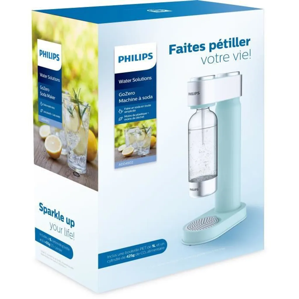 PHILIPS AQUA Soda Maker Wassersprudler + 425 G CO²-Zylinder + 1 PET-Flasche 1 Liter, Mintgrün – Bild 7