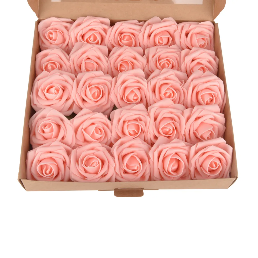 EAST-WEST Trading 25 Stück Peacy Kunstrosen, Rosane Schaumrosen Für Blumensträuße, Ansteckrosen – Bild 2