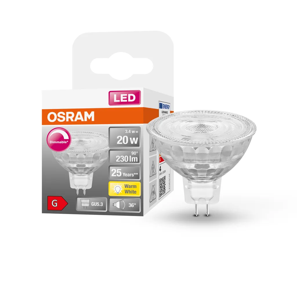 OSRAM Superstar Reflektorlampe Für GU5.3-Sockel, Klares Glas ,Warmweiß (2700K), 230 Lumen, Ersatz Für Herkömmliche 20W-Leuchtmittel, Dimmbar, 1-er Pack – Bild 4