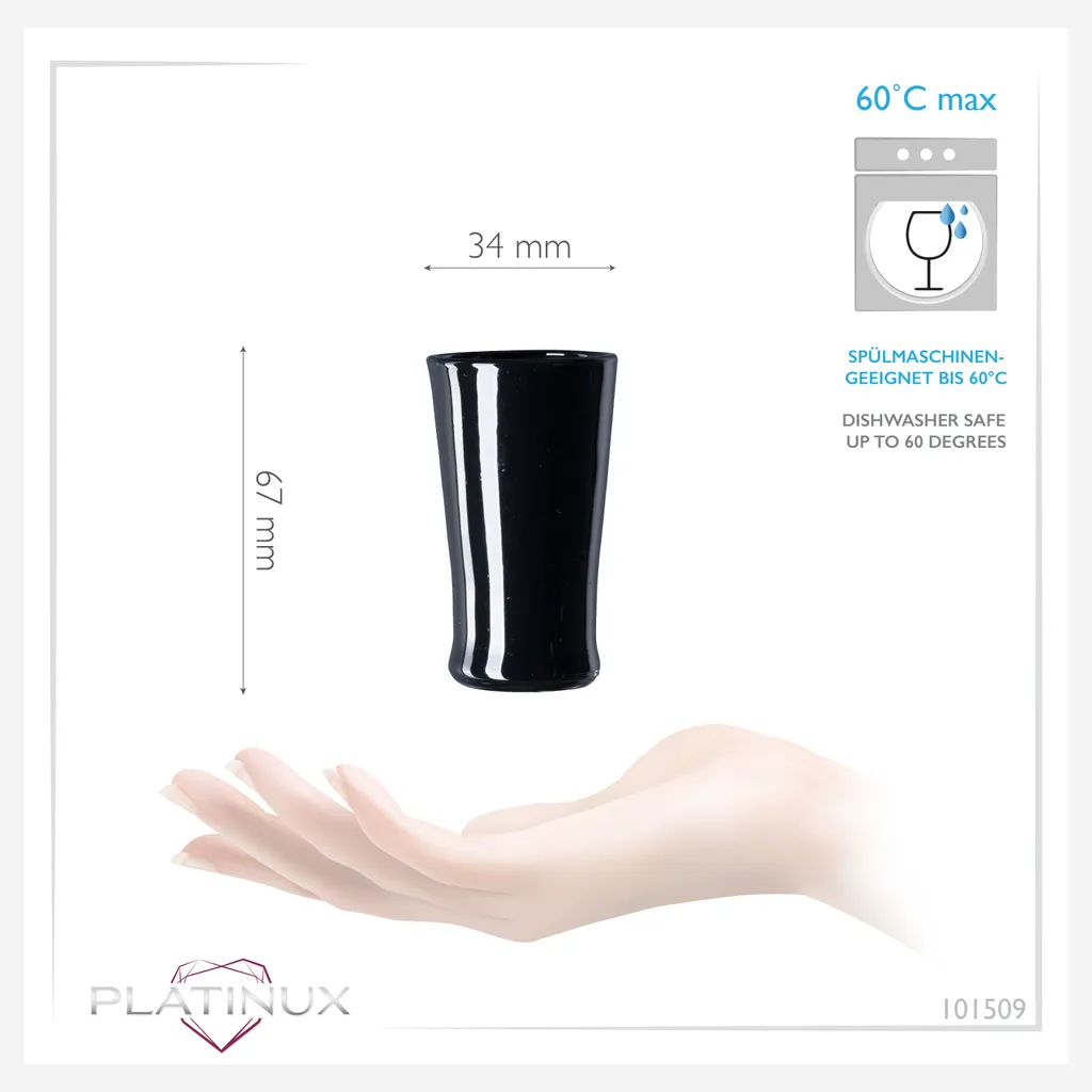 PLATINUX Schwarze Shotgläser Aus Glas Set 6 Teilig Pinnchen Wodkagläser 20ml (max. 30ml) – Bild 6