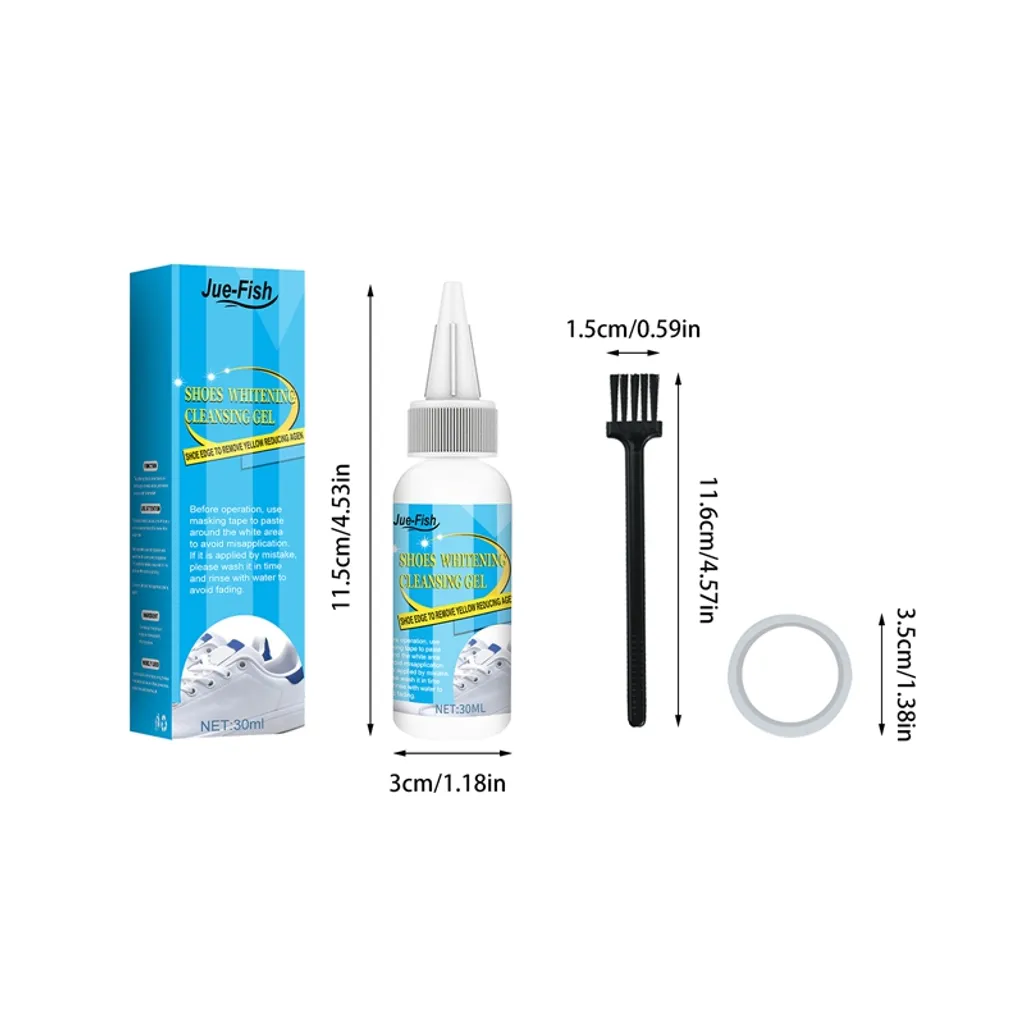 YisibaihTao 30ml Schuhreiniger Schuhfleckentferner, Schuh Schnellreinigungsgel, Entfernt Gelbe Ränder Und Flecken, Mit Klebeband Und Bürste – Bild 8