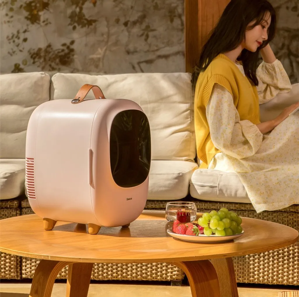 Baseus Mini Beauty Kühlschrank Für Kosmetik Reisekühlschrank Mit Heizung 8l 220V EU / 12V Weiß – Bild 17