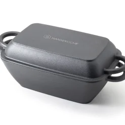 Hanseküche Gusseisen Bräter – Bereits Eingebrannter Gusseisen Topf 2in1 Mit Deckel, Gusseisenpfanne, Brotbackform Zum Brotbacken, Hochwertige Grillpfanne