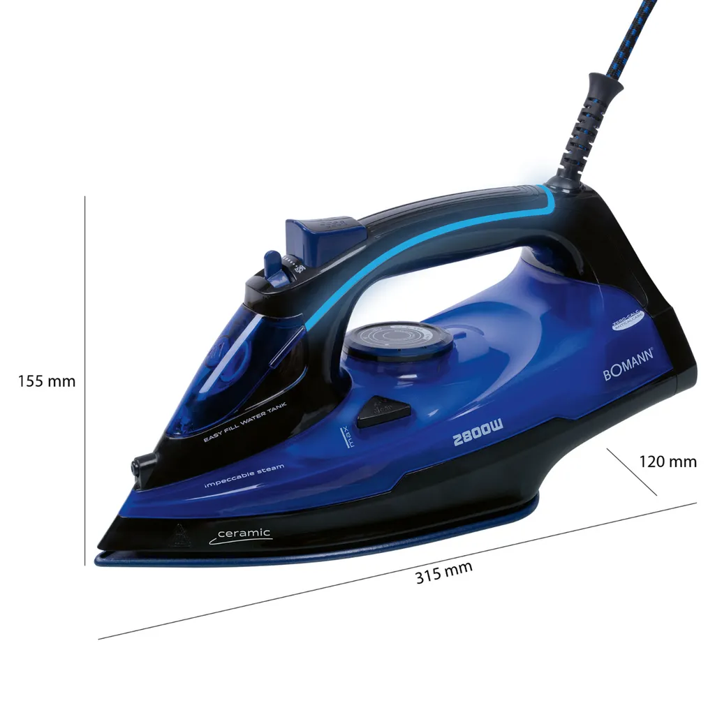 Bomann Dampfbügelautomat DB 6038 CB Schwarz/blau, 2800 W, Superglide – Bild 3