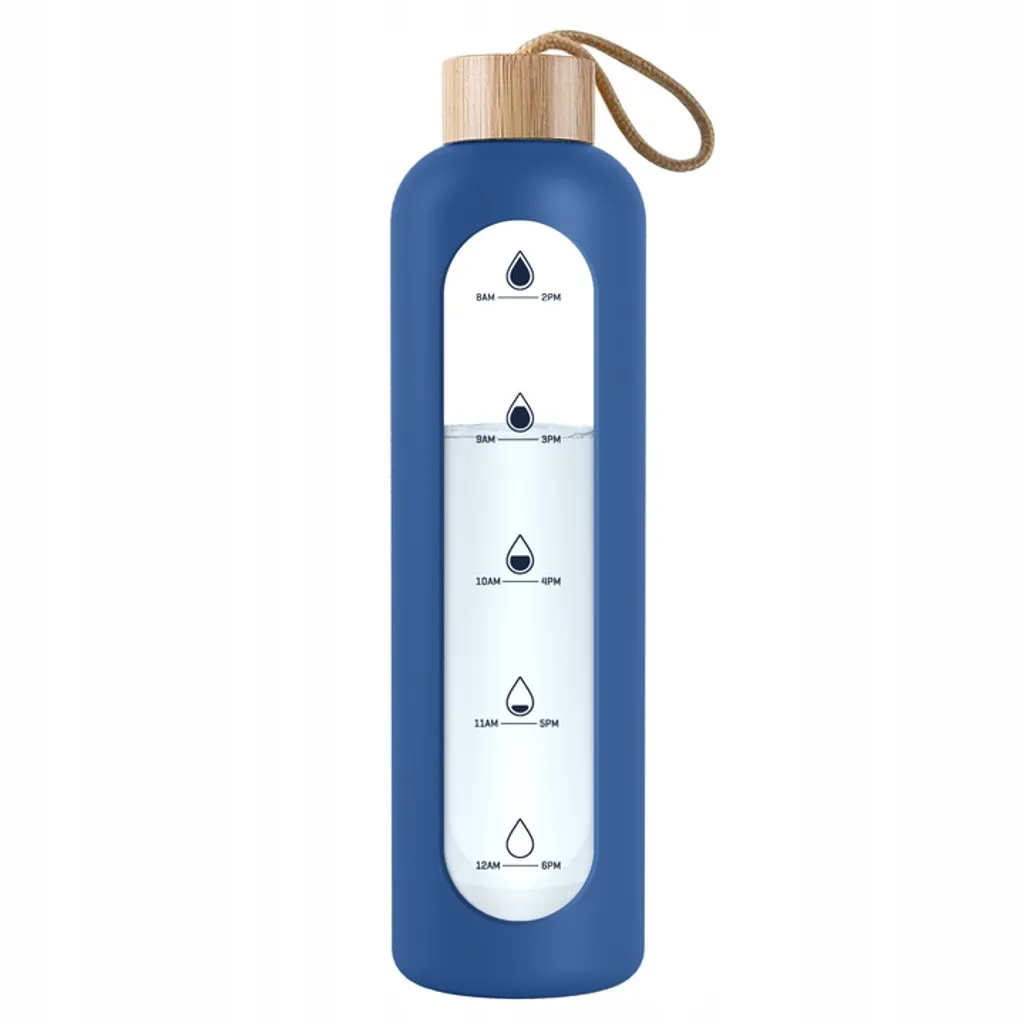 Wessper Set: AquaMax Crystalline 2.5L Glaskrug Mit Filter + ActiveMax Crystalline 1L Glas-Incentiveflasche Mit Silikonhülle Blau – Bild 7