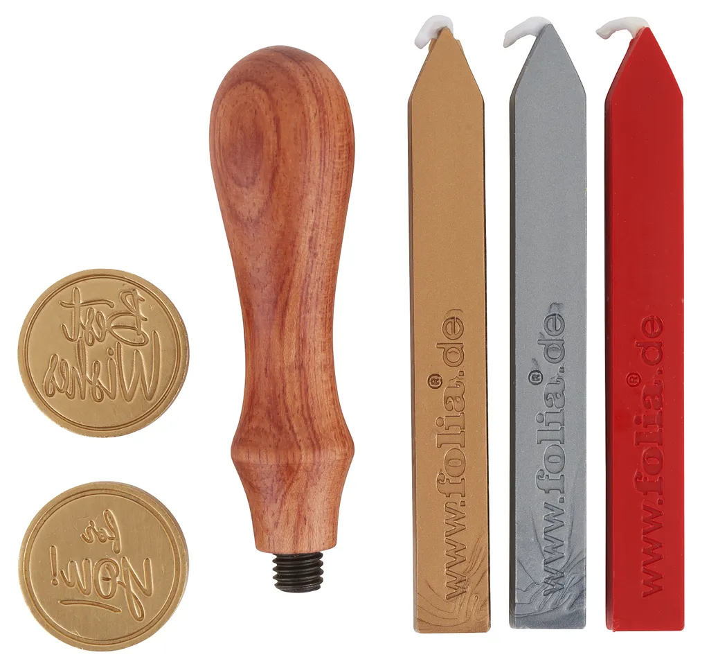 Folia Siegel-Set Inkl. Holzgriff Siegelmotive Siegelwachs – Bild 6