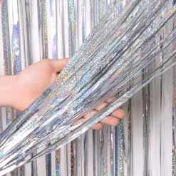 Redcoringe 5x Lametta Vorhang 100x100 Cm Deko Weihnachten Silvester Fasching Karneval Silberner Glitzer Türvorhang Party Fransenvorhang Fotoshooting Hochzeit Feiertagsschmuck