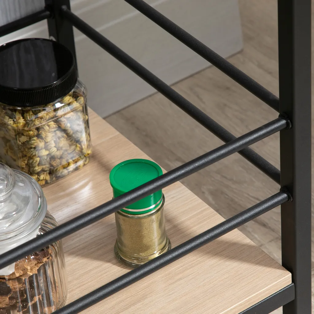 HOMCOM Küchenwagen Servierwagen Aufbewahrungswagen Beistellwagen Mit 2 Ebenen Und Griff Rollenwagen Für Küche Esszimmer Belastbarkeit 60 Kg Spanplatte 82 X 40 X 75 Cm – Bild 7