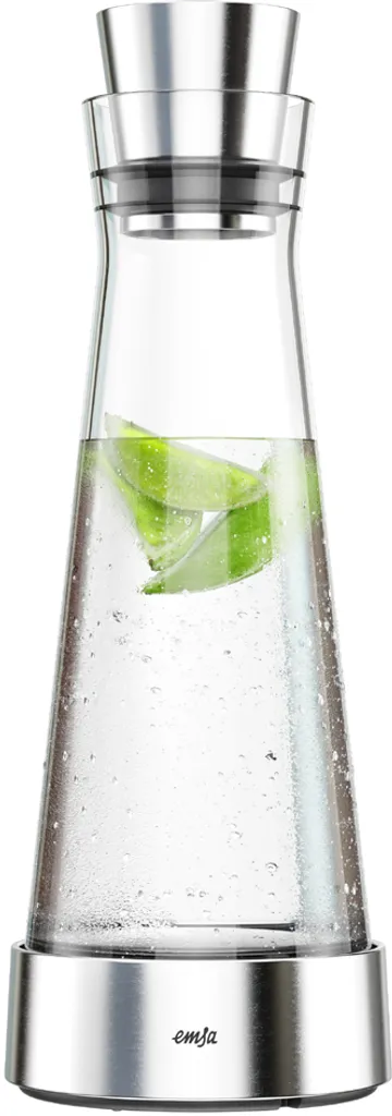 Emsa Kühlkaraffe FLOW Slim 1,0 Liter Glas / Edelstahl