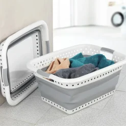 Wenko Wäschekorb Faltbar Weiß-grau