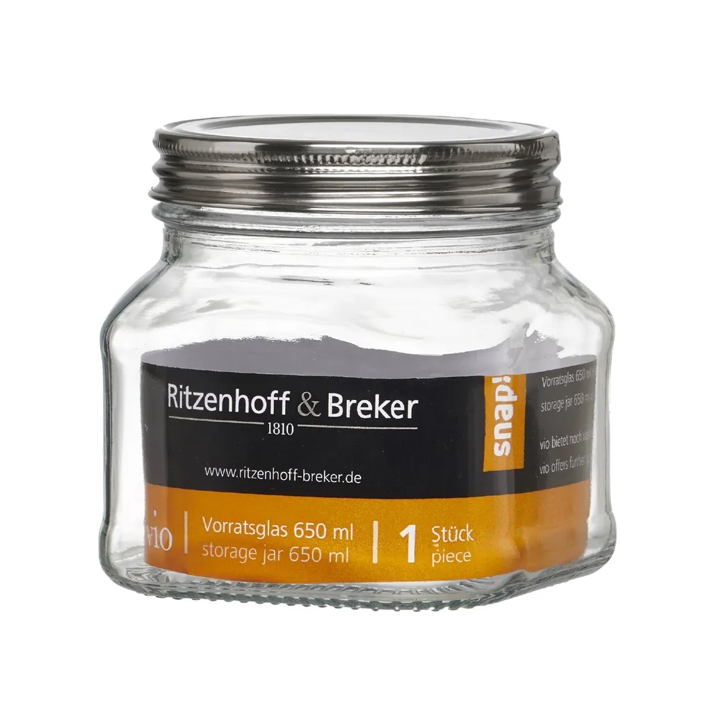 Snap By R&B #4xRitzenhoff & Breker Vorratsglas "VIO", Eckig, 0,65 L