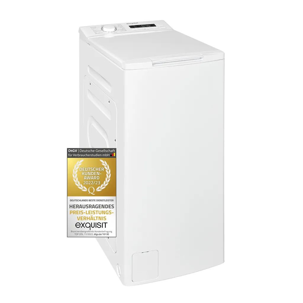 Exquisit Toplader Waschmaschine LTO1207-030C Weiss | 7,5 Kg Fassungsvermögen | Weiß