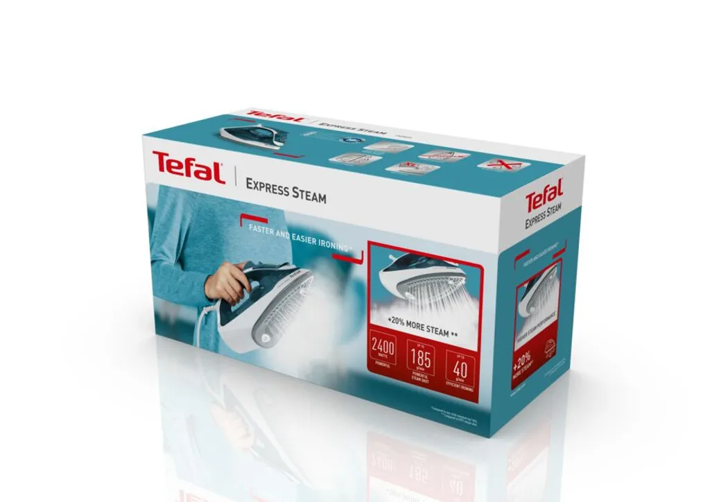 Tefal Express Steam Bügeleisen Dampfgenerator Anti-Kalk 2400W 185g/min FV2839 – Bild 2