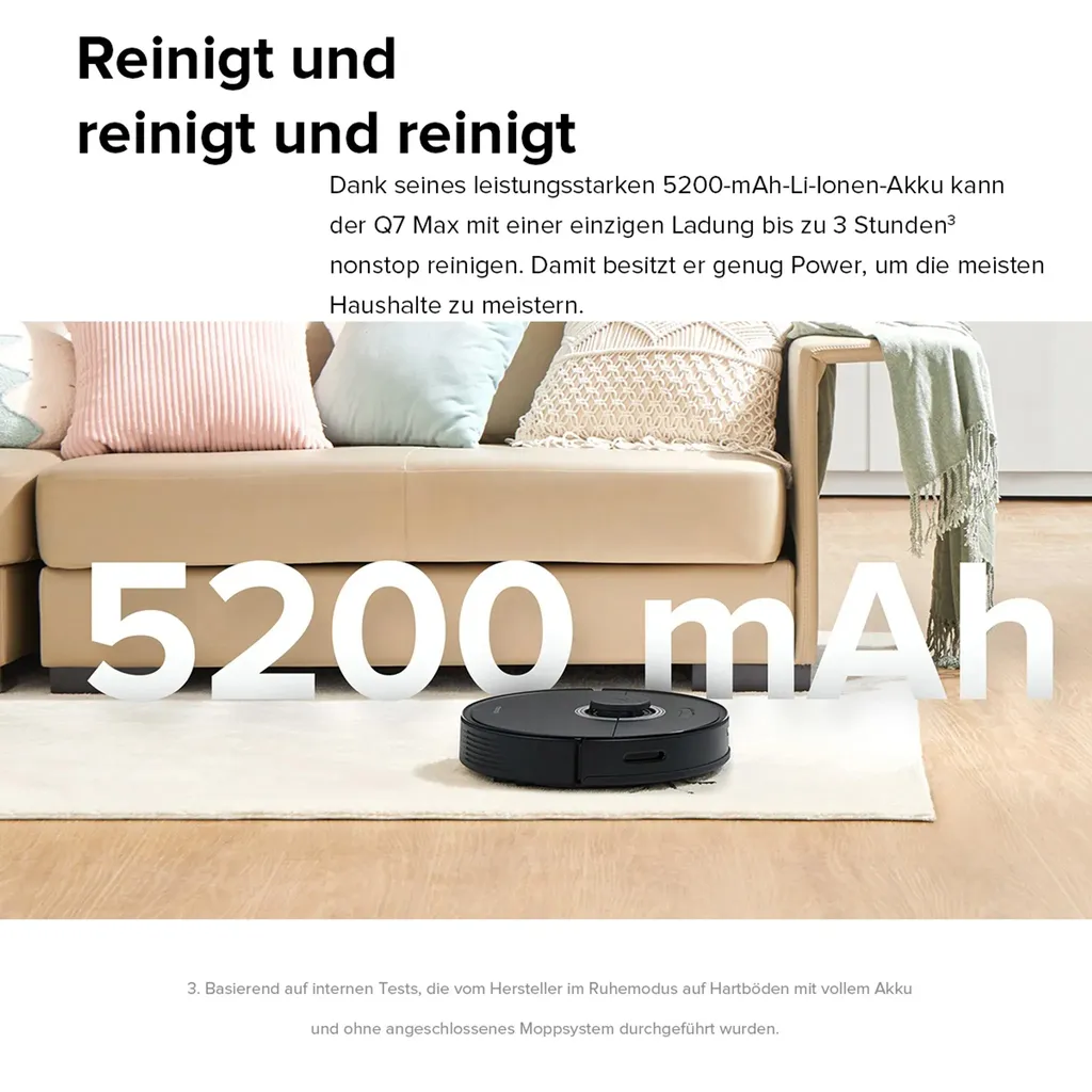 Roborock Q7 Max Staubsauger Saugroboter Kehrroboter 4200Pa Sonic LiDAR EU Schwarz (S5 MAX Update) – Bild 2
