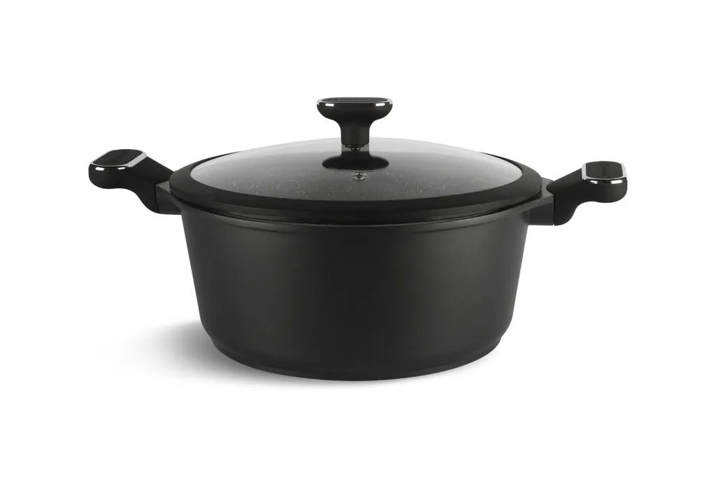 EDENBERG Schwarze Töpfe INDUKTION GLASDECKEL Kochtopf Topfset Keramik Und Pfanne – Bild 2