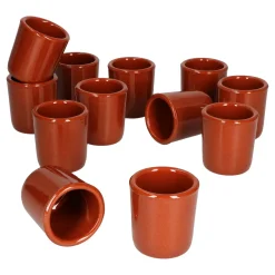 MamboCat 12er Ton Schnapsbecher 50 Ml Vollglasiert Shot-Glas Mediterran Unikat Handarbeit Tonbecher