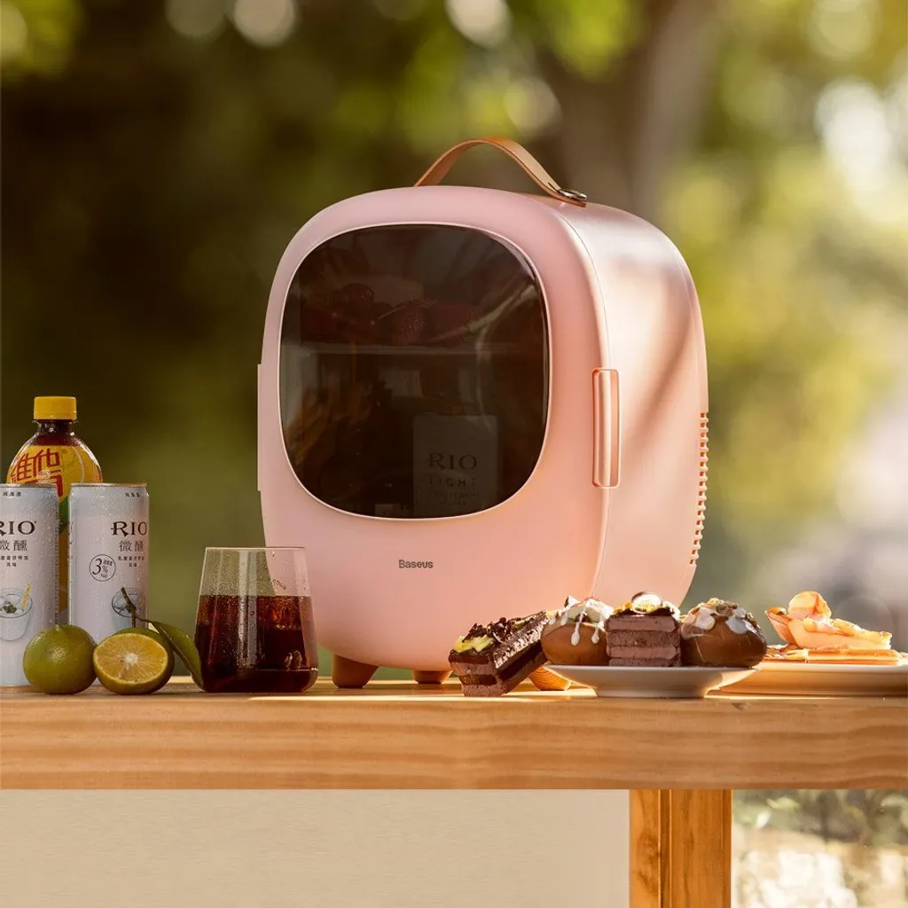 Baseus Mini Beauty Kühlschrank Für Kosmetik Reisekühlschrank Mit Heizung 8l 220V EU / 12V Weiß – Bild 8