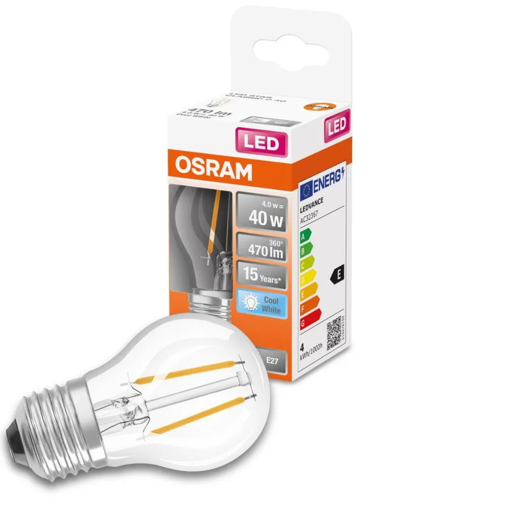 Osram LED Leuchtmittel Star Classic P40 E27 4W Neutralweiß, Klar – Bild 4