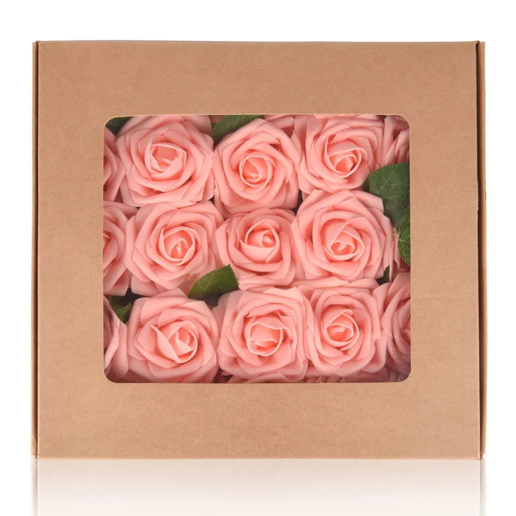 EAST-WEST Trading 25 Stück Peacy Kunstrosen, Rosane Schaumrosen Für Blumensträuße, Ansteckrosen – Bild 3