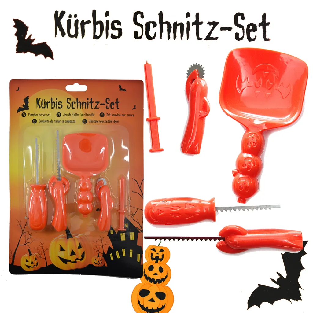 CEPEWA Halloween Kürbis-Schnitzset 5-teilig – Bild 2