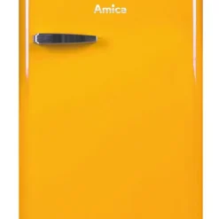 Amica KS 15613 Y, Kühlschrank Mit Gefrierfach Im Retro Design, 85 Cm Höhe, Honey Yellow,