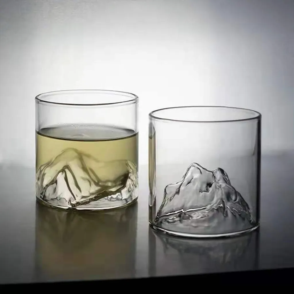 Jefety 4 Stk/Set 200ml Mountain Whiskygläser Whiskey Glasses Set,für Scotch Und Whisky Liebhaber,Geschenk Für Männer, Vatertagsgeschenk – Bild 3