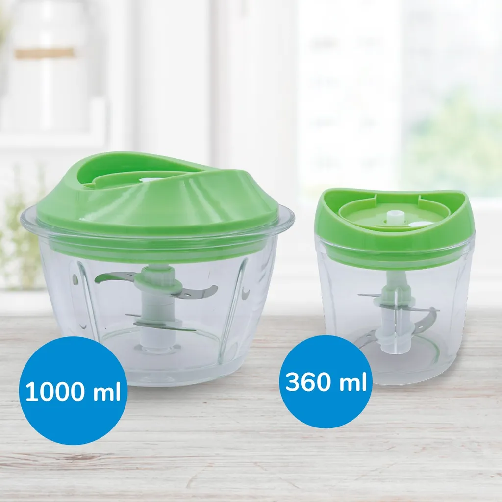 MediaShop Livington MagiCut | Kompakter 6-in-1 Multi-Zerkleinerer | 360ml Und 1000ml Fassungsvermögen | Schneidet, Mischt, Hackt, Reibt, Schlägt & Rührt | 300 Watt | 2 Kunststoffbehälter Inkl. Deckel | 300 Watt – Bild 3