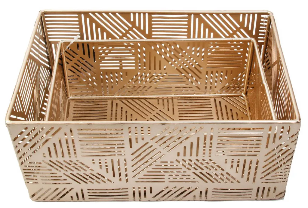 Idebox Ordnungskorb Aus Durchbrochenem Goldfarbenem Metall (Doppelpack) – Bild 3