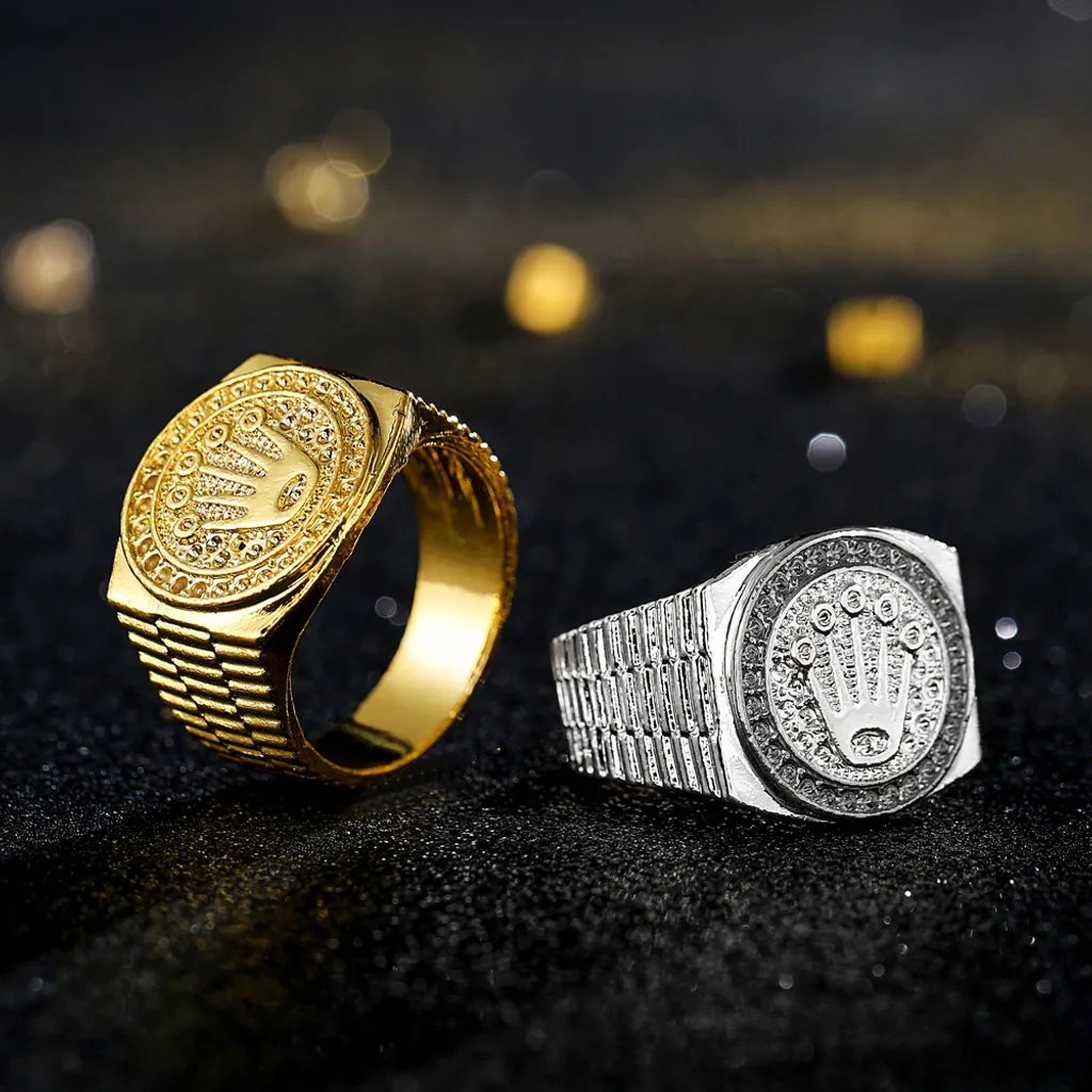 Mmgoqqt Hip Hop/Rock Ringe Gold Vergoldung Krone Für Herren Damen Verlobung Hochzeit Party Schmuck Für Freundschaft Schmuckzubehör Geburtstag, Valentinstag, Jahrestag – Bild 5