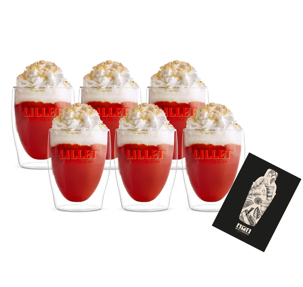 Mixcompany Lillet Glas 6er Set Glas 6x Gläser Mit Logo Für Heiße Getränke Doppelwandige Thermogläser Mit Deckel Limited Edition