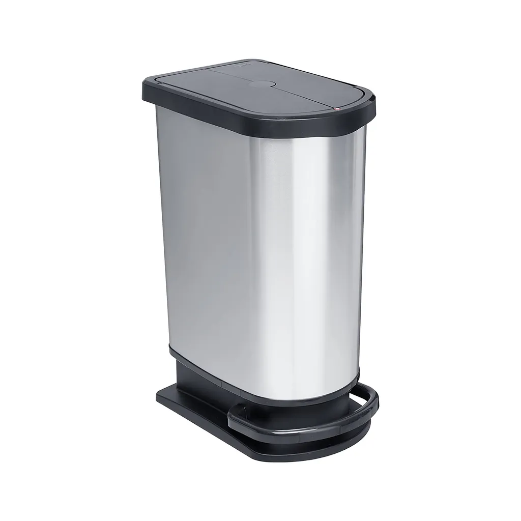 ROTHO Treteimer Duo 50 L PASO, Farbe:Silber Metallic