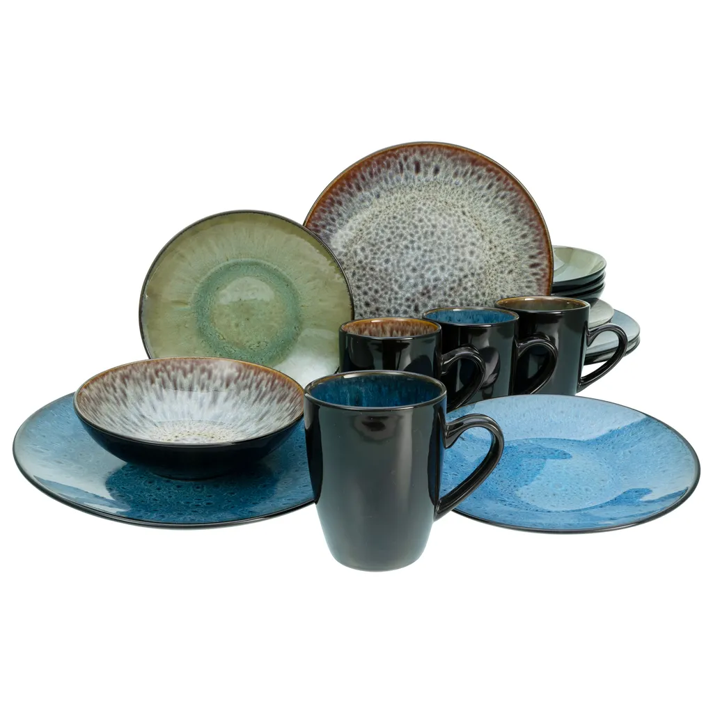 Creatable Porzellanhaus CreaTable 23629 Kombiservice Bali Für 4 Personen, Steinzeug, Mehrfarbig (1 Set, 16-teilig) – Bild 4