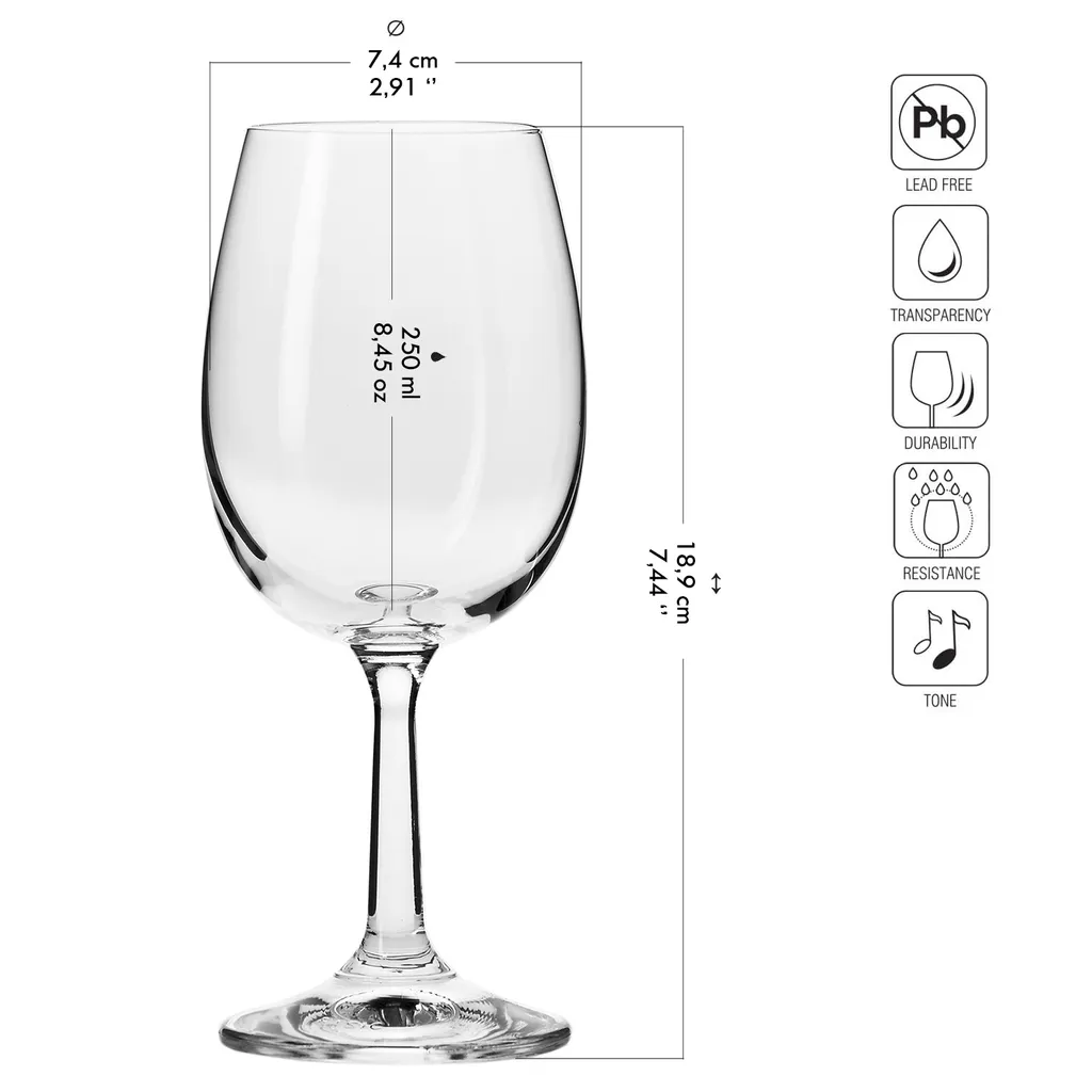 KROSNO Pure Weißweinglas, 6er-Set, 250 Ml – Bild 2