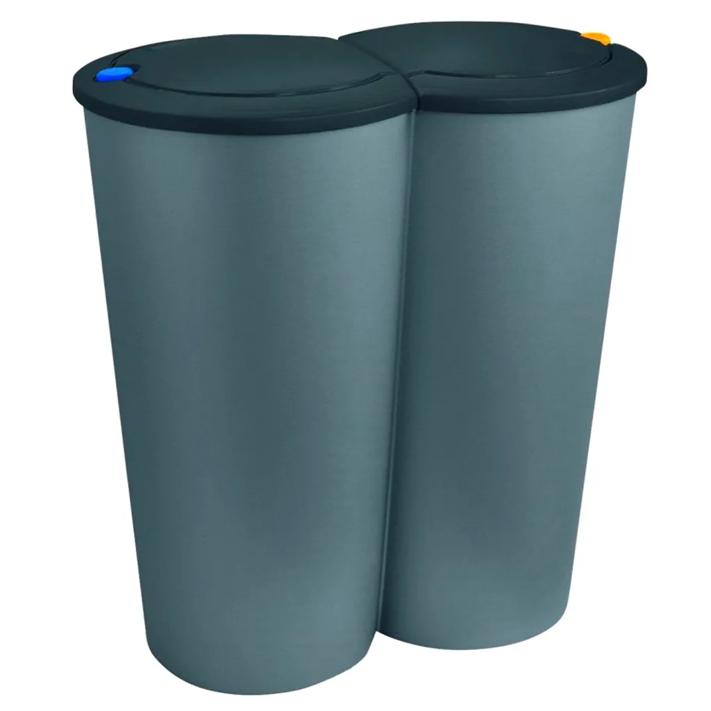 Deuba Mülleimer 50 L Duo 2fach Trennsystem 2x25L Druckknopf-Automatik Küche Abfalleimer Müllbehälter Mülltrennung Büro, Farbe:schwarz - Black - Noir – Bild 11